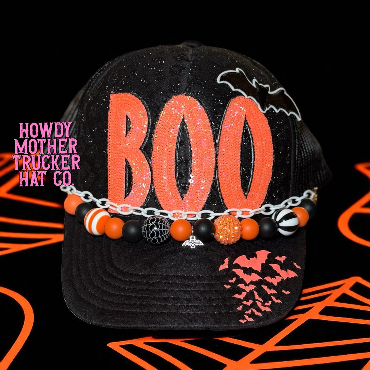 Neon Orange BOO Trucker Hat