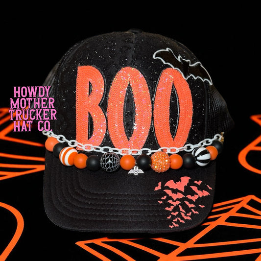 Neon Orange BOO Trucker Hat
