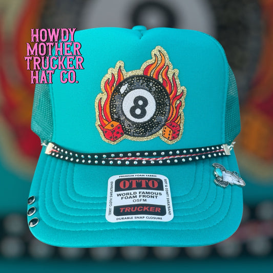 8 Ball Flame Trucker Hat 🎱🔥